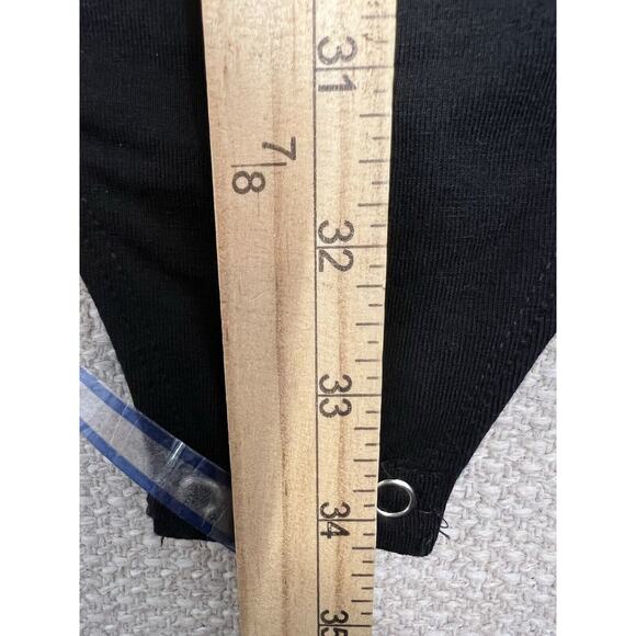 Good American Bodysuit Stretch Jersey U Ring Neck Snap Thong Gusset Sz 8 Black - Picture 5 of 9